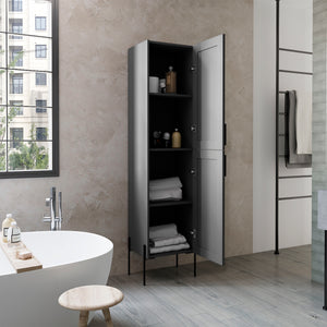English Elm Linen Vertical Storage Cabinet 29.7"H with Four Open Shelves and Sturdy Legs for Compact Rooms Grey 68.5 L x 20.47 W x 4.72 H B097P250889