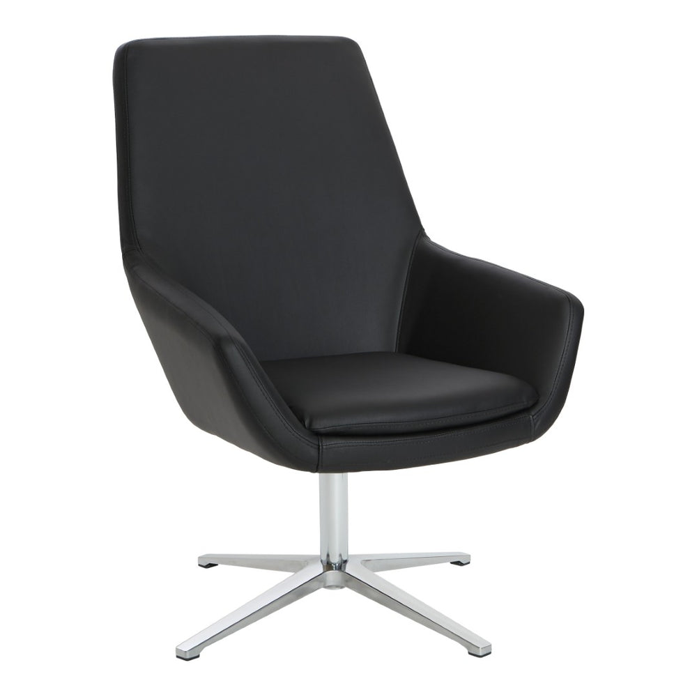 OSP Home Furnishings Modern Scoop Office Chair Faux Leather Ergonomic Swivel Seat with Polished Aluminum Base FL80228AL-U6