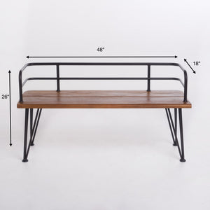 English Elm Christopher Knight Home® - ZION Rustic Teak Acacia Wood and Powder-Coated Iron Bench for Patio — Durable 50.5" Outdoor Seating 60390.00