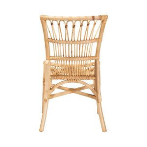English Elm Modern Rattan Dining Chair with Curved Open Back and Sculptural Crisscross Base B2750P470044