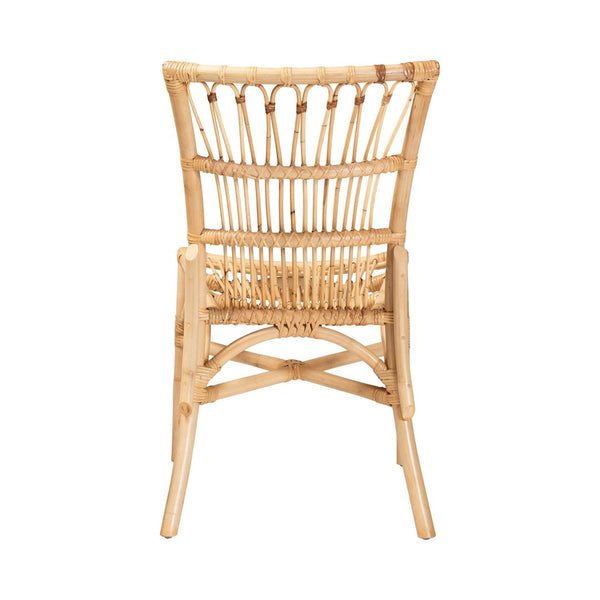 English Elm Modern Rattan Dining Chair with Curved Open Back and Sculptural Crisscross Base B2750P470044