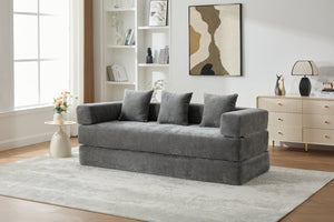 English Elm UNITED Folding Sofa Bed with Removable Cover Zipper, Chenille Memory Foam Sleeper for Small Spaces Gray W1568P293808