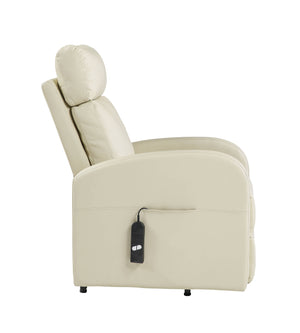 English Elm Ricardo Beige PU Power Lift Recliner with Pocket Coil Seat, Wired Remote, Durable Metal Frame B2726P405679