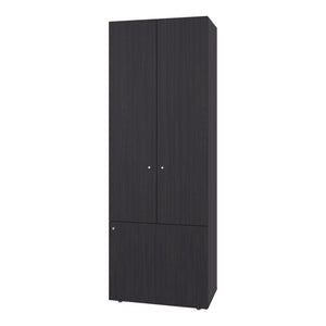 English Elm Armoire 66.9" H - Stylish Black Wengue 3-Door Storage Solution With 3 Shelves For Modern Bedrooms B097P395875