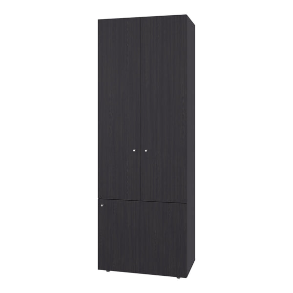 English Elm Armoire 66.9" H - Stylish Black Wengue 3-Door Storage Solution With 3 Shelves For Modern Bedrooms B097P395875