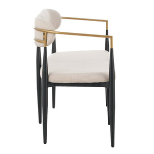 English Elm Metal Boucle Settee Loveseat with Sculptural Toothpick Legs for Modern Living Spaces Beige,Black+Gold N771P247148A