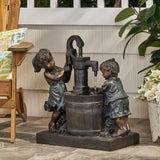 Christopher Knight Home® - Noble House - Schramling Outdoor Children At Water Pump Fountain, Dark Brown