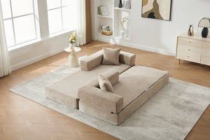 English Elm UNITED Folding Sofa Bed with Removable Cover Zipper, Chenille Memory Foam Sleeper for Small Spaces khaki W1568P293804