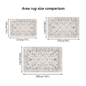English Elm Area Rug Vintage Floral Bohemian Washable Faux Cashmere Low Pile for Living Room W2907P265119