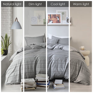 English Elm 3 Pcs Twin/Twin Xl Modern Gray Jacquard Duvet Cover Set With Throw Pillow - Soft & Easy-Care! B035P319884