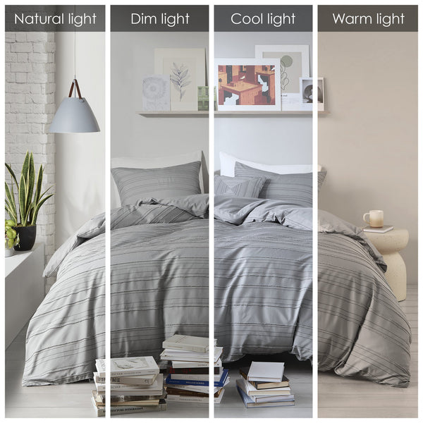 English Elm 3 Pcs Twin/Twin Xl Modern Gray Jacquard Duvet Cover Set With Throw Pillow - Soft & Easy-Care! B035P319884