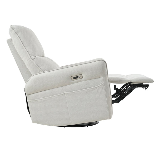 English Elm 270° 270° Power Swivel Recliner Chair with USB Ports, 30° Rocking, 95–150° Recline for Small Spaces Light Gray W1028S00041