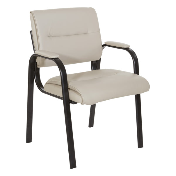 OSP Home Furnishings Guest Chair Faux Leather Office Visitor Seat with Padded Arms and Steel Frame Support Taupe FL10274-U21
