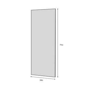 English Elm 70" Full Length Mirror Aluminum Alloy Frame Shatter Proof Wall or Leaning Bedroom Black W2071P248153