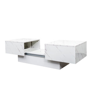 English Elm Coffee Table with Sliding Top and Hidden Storage, Extendable 57" Surface for Living Room Hosting White W331P270516