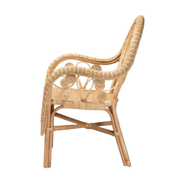 English Elm Modern Natural Rattan Accent Chair Woven Circular Back Bohemian Living Room Seat B2750P467675