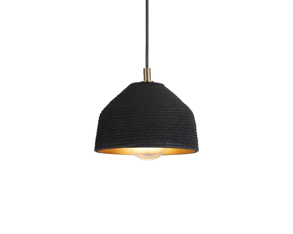 Sunpan LUCIAN Pendant Light - Handcrafted Black Woven Shade with Gold Interior for Rustic Ambiance 105807