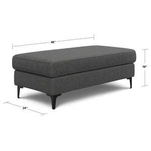 English Elm Ava Mid Century Upholstered Bench Ottoman with Powder Coated Legs for Living Room Gray B136P436945