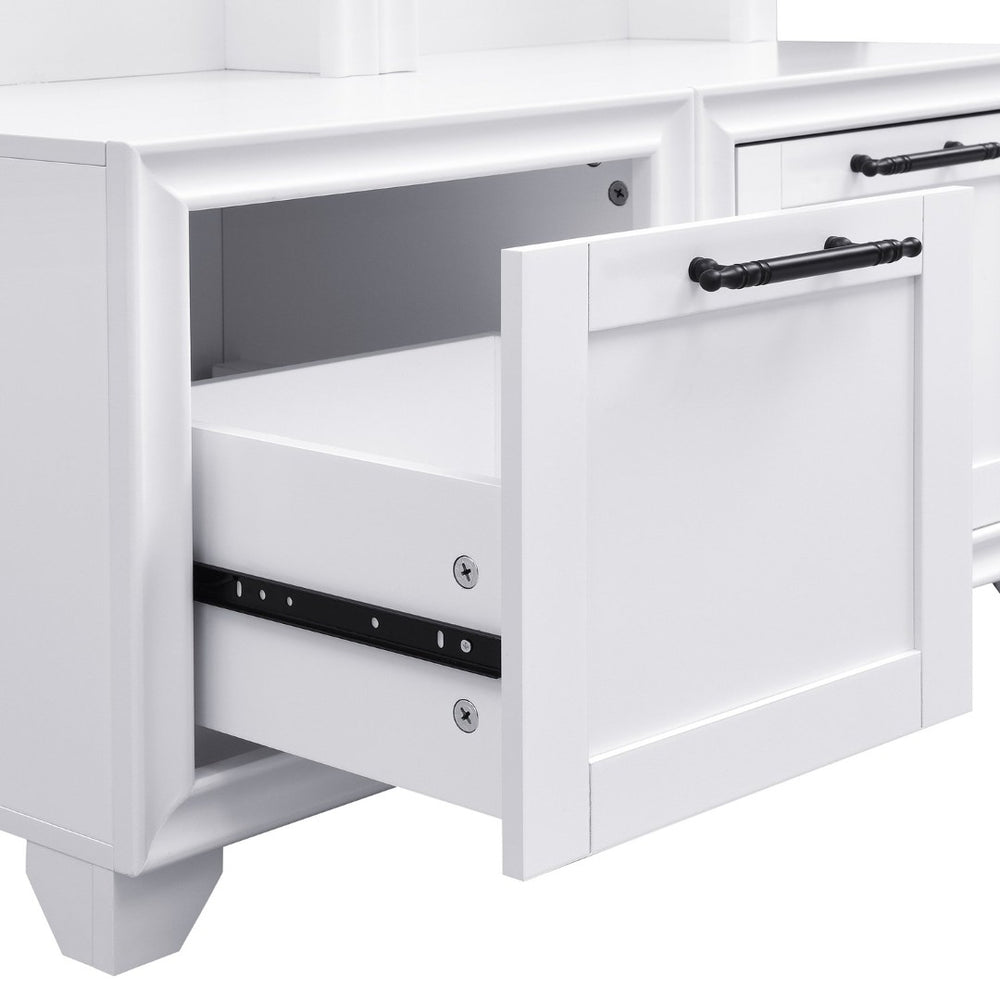 English Elm On-Trend Elegant Hall Tree Set Of 2 - 3-In-1 Entryway Coat Rack With Bench, Drawers & Hooks, White N721P249242K-GIGA