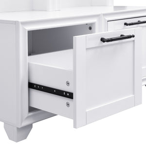 English Elm On-Trend Elegant Hall Tree Set Of 2 - 3-In-1 Entryway Coat Rack With Bench, Drawers & Hooks, White N721P249242K-GIGA