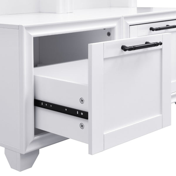 English Elm On-Trend Elegant Hall Tree Set Of 2 - 3-In-1 Entryway Coat Rack With Bench, Drawers & Hooks, White N721P249242K-GIGA