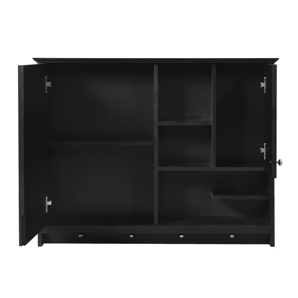 English Elm 36 Inch Wall Mounted Medicine Cabinet with HD Mirror, Adjustable Shelves, Towel Hooks, Modern Style Black N710P254924B