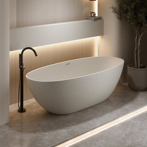 English Elm 67'' Solid Stone Resin Freestanding Soaking Tub with Ergonomic Curve for Spa Bathrooms W2753P477814