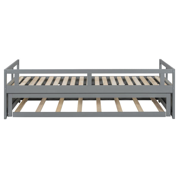 English Elm Extending Twin Daybed with Pull Out Trundle Solid Pine Wood Frame Guest Room N708P336535E