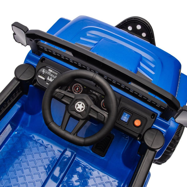 English Elm 12v Kids Electric Ride on Truck with Parental Remote Four Wheel Suspension and Led Lights Blue W1578P187460