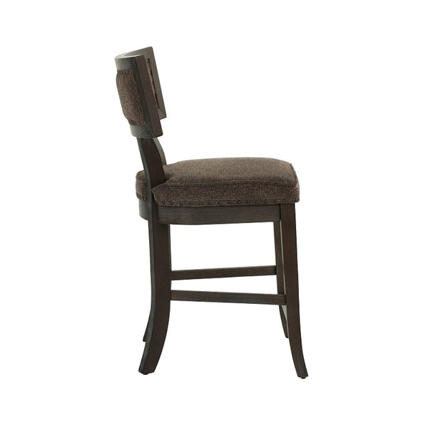 English Elm Set of 2 Rubber Wood Counter Height Dining Chairs with Padded Fabric Seats, Nailhead Trim, Espresso Finish B016P222647