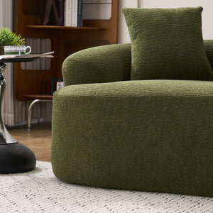 English Elm LY-025S Curved Loveseat Sofa Compact 65" chenille upholstery, 30D foam with spring core, 300lb capacity, 3 pillows, apartment-friendly Antique Green,Green W2231P292604