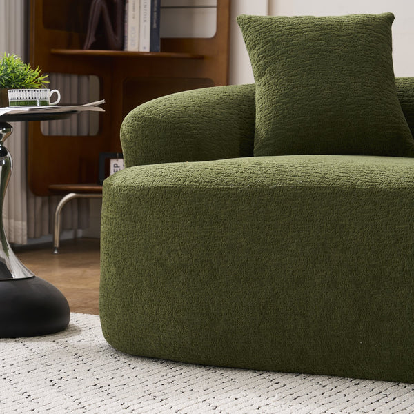 English Elm LY-025S Curved Loveseat Sofa Compact 65" chenille upholstery, 30D foam with spring core, 300lb capacity, 3 pillows, apartment-friendly Antique Green,Green W2231P292604