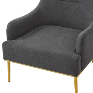 English Elm Modern Chenille Armchair with Curved Back Gold Legs Plush Accent Seat for Any Room Dark Gray N763P360684R