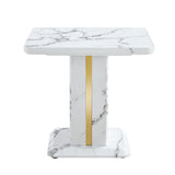 English Elm Modern Minimalist White Marble-Patterned Mdf Square Coffee Table. Add A Quiet and Cozy Atmosphere To Your Home.White,Mdf Coffee Table,Density Board Sticker,Side Table.