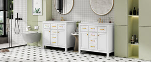 English Elm 72'' Modern Bathroom Vanity Set With Ceramic Sink, Solid Wood Frame, Ample Storage & Sleek Design N710SS00011K