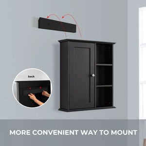 English Elm 23.6" Grey Mdf Wall Cabinet Soft Close Doors Compact Bathroom Storage Organizer Black W2704P264350