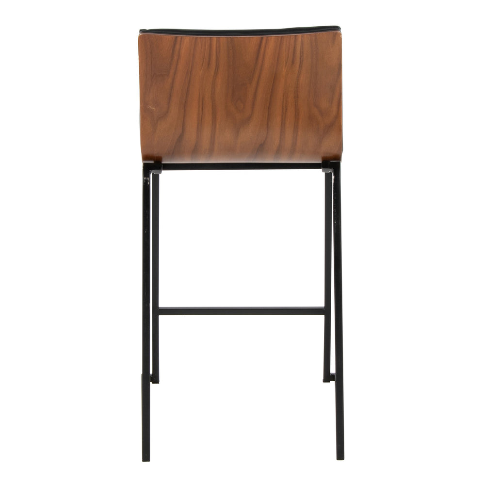 English Elm Mason 26" Contemporary Counter Stool Set Of 2 In Black Metal & Walnut Wood For Modern Living Spaces B202P222078