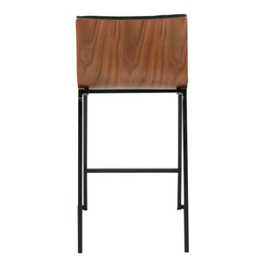 English Elm Mason 26" Contemporary Counter Stool Set Of 2 In Black Metal & Walnut Wood For Modern Living Spaces B202P222078