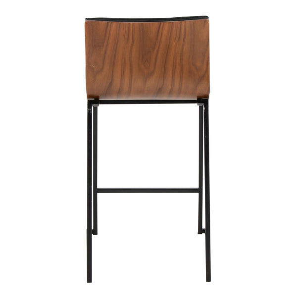English Elm Mason 26" Contemporary Counter Stool Set Of 2 In Black Metal & Walnut Wood For Modern Living Spaces B202P222078