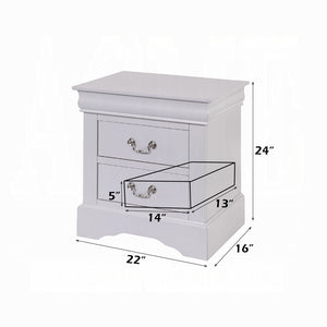 English Elm 1pc Classic White Louis Philippe Nightstand with 2 Drawers, Brushed Nickel Handles, No Assembly Required B2741P323122