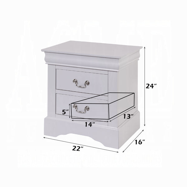 English Elm 1pc Classic White Louis Philippe Nightstand with 2 Drawers, Brushed Nickel Handles, No Assembly Required B2741P323122