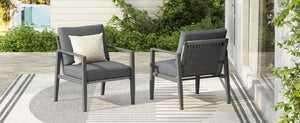 English Elm Christopher Knight Home® - [Set Of 2] Gray Aluminum Lounge Chairs With Plush Cushions And Modern Rope Accents For All Spaces N767P237034G_2