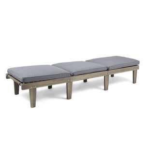 English Elm Christopher Knight Home® - ARIANA Acacia Wood Chaise Lounge with Water-Resistant Cushion — Outdoor Poolside Comfort & Style Grey 57523.00GRY