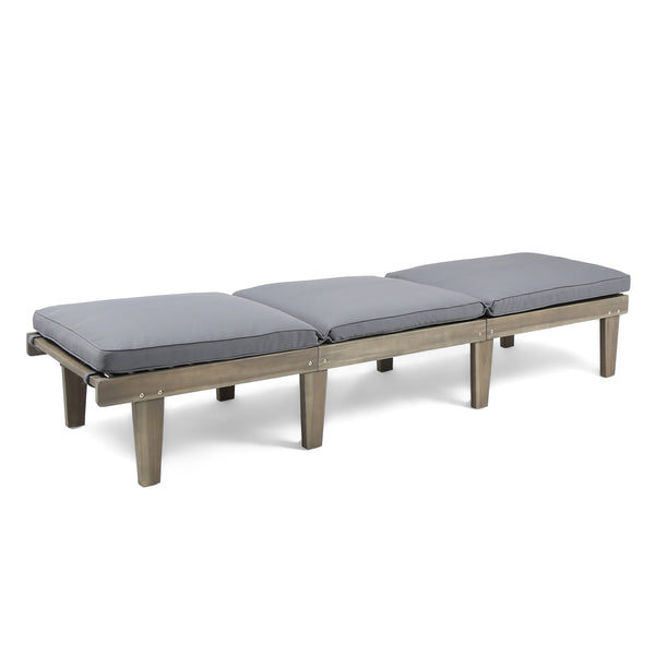 English Elm Christopher Knight Home® - ARIANA Acacia Wood Chaise Lounge with Water-Resistant Cushion — Outdoor Poolside Comfort & Style Grey 57523.00GRY