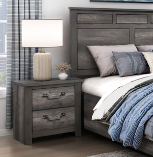 English Elm Gray 2-Drawer Nightstand 25.5"x15.5"x25"H Wooden Bedside Cabinet Storage Nightstand with Classic Design B011P227625