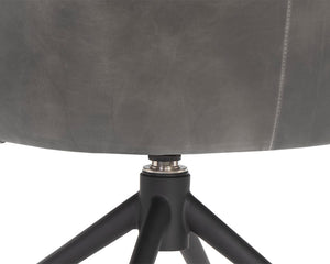 Sunpan Bretta Swivel Dining Chair - Stylish Performance Fabric with Durable Black Iron Base for Modern Spaces Overcast Grey