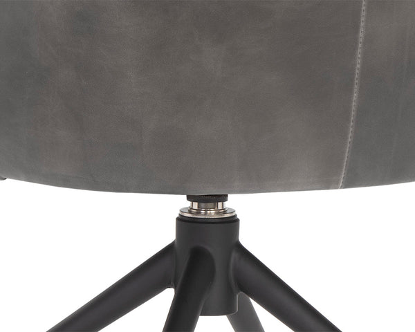 Sunpan Bretta Swivel Dining Chair - Stylish Performance Fabric with Durable Black Iron Base for Modern Spaces Overcast Grey