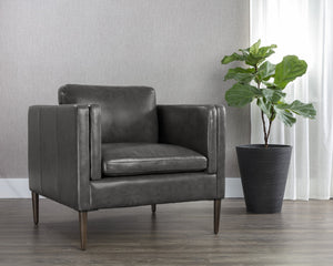 Sunpan Richmond Armchair - Modern Comfort with Top Grain Leather and Solid Wood Legs for Stylish Spaces Brentwood Charcoal Leather V2