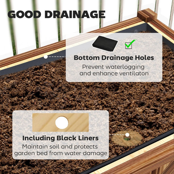 English Elm Outdoor Raised Planter Box with Drainage Reservoir for Herbs Vegetables Balcony T3971P422332
