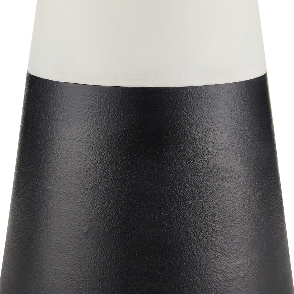 Tondo Modern Black & White Accent Table with Glass Top - Stylish Cast Aluminum Design for Any Space